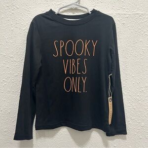 Rae Dunn Boys Halloween "Spooky Vibes Only" Black Long Sleeve Tee NWT 6